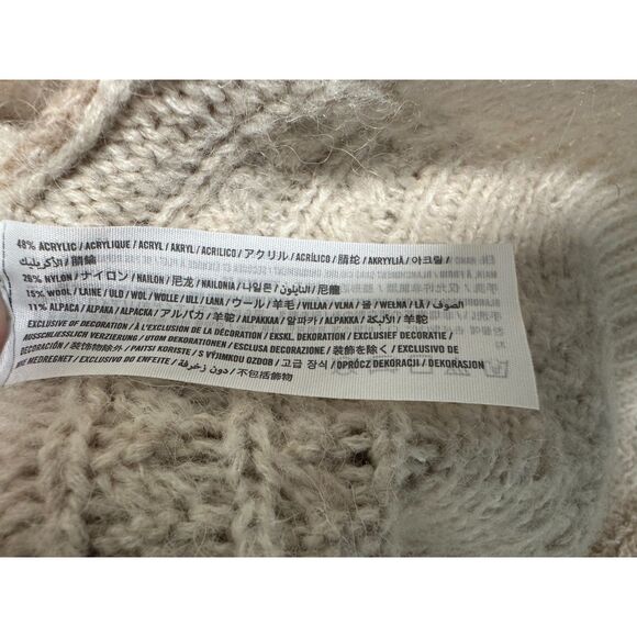 Abercrombie & Fitch Beige Cream Cableknit Wool Alpaca Blend Cardigan Medium - Picture 2 of 5